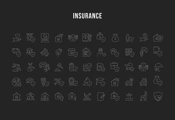 Set Vector Line Icons of Insurance