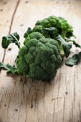 broccoli cabbage on a wooden rustic table
