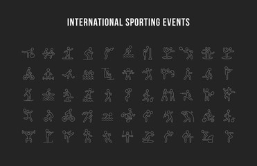 Fototapeta premium Set Vector Line Icons of International Sporting Events