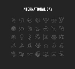 Set Vector Line Icons of International Day of Peace