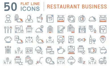 Keuken spatwand met foto Set Vector Line Icons of Restaurant Business © M.Style