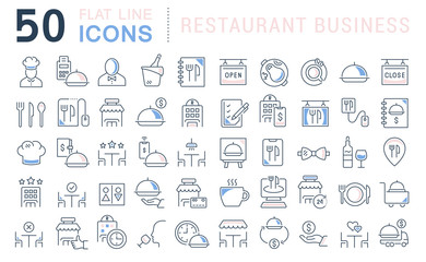 Fototapeta na wymiar Set Vector Line Icons of Restaurant Business