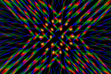 Photo of the Diffraction pattern of LED array light, comprising a large number of diffraction orders obtained by the thin phase gratings