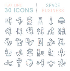Set Vector Line Icons of Space Business