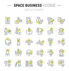 Fototapeta na wymiar Set Vector Line Icons of Space Business