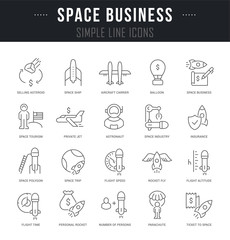 Set Vector Line Icons of Space Business