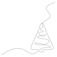 Christmas background, decoration element tree line draw, vector illustration