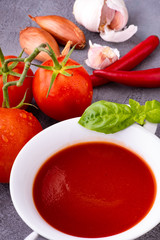 close-up pan with fresh homemade vegan tomato sauce