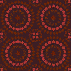 Seamless autumn pattern. Background in small leaves set textiles, fabrics, cotton fabric, covers, wallpaper, print, gift wrapping, postcard, scrapbooking. Raster copy.