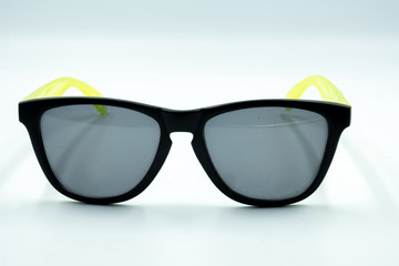 Black SunGlasses with Neon Color Leg Isolated on White Background