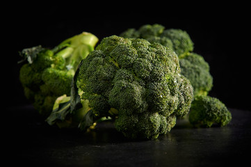 broccoli cabbage on a dark background