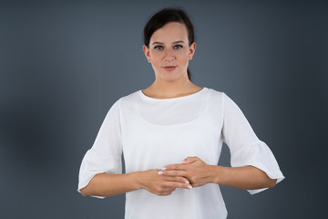 Woman Using Sign Language To Communicate