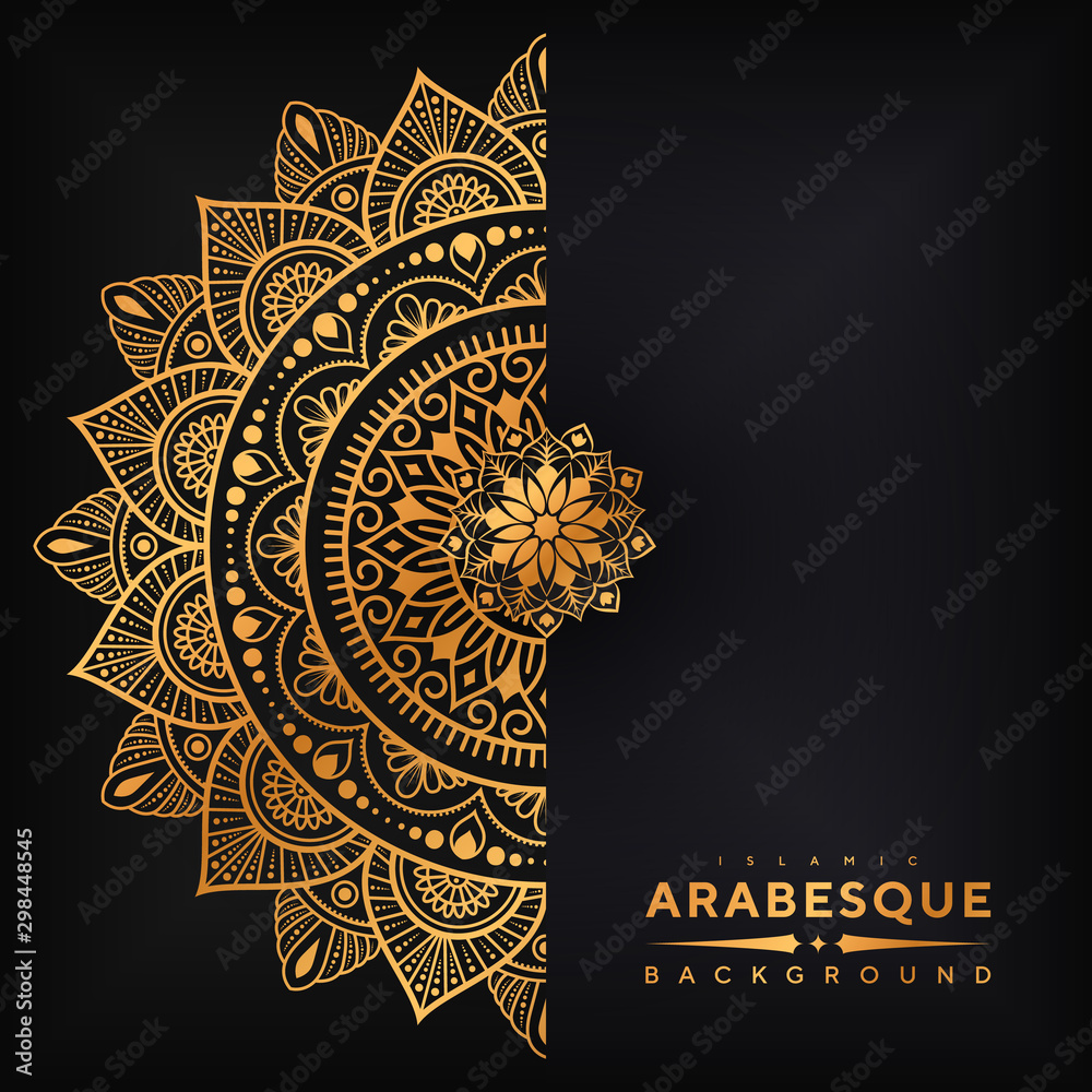 Poster luxury ornamental mandala design background in gold color