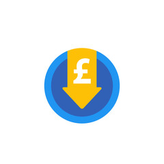reduce costs icon with pound, flat