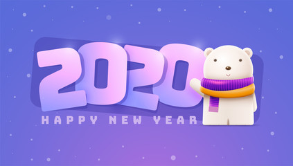 Little cute bear and New Year greeting.