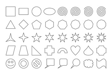 Basic Shapes Design Elements Vector Icons Set isolated on white background