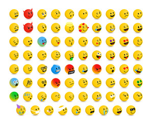 Right-Oriented Isolated Isometric Emojis, Emoticons. Vector Illustration