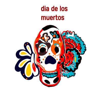 Day of The Dead Skull, banner or postcard, decoration tattoo