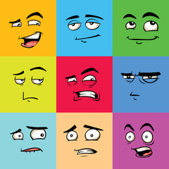 Funny avatars, emoji flat vector illustrations set