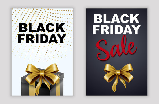 Black Friday sales background. Ribbons and gifts with a white and black background. Creative Concept Banner Design Black Friday Celebration. Copy space text area. Vector illustration