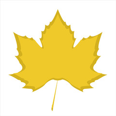 Yellow Autumn leaf in flat style. Isolated on white. Autumn graphic resourse