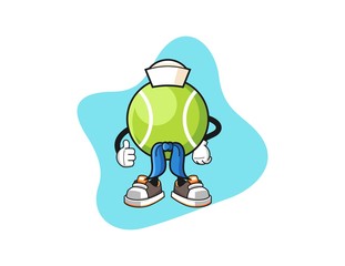 Tennis ball sailor man cartoon. Mascot Character vector.
