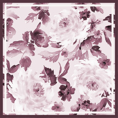 Silk scarf with watercolor peonies - 298454714