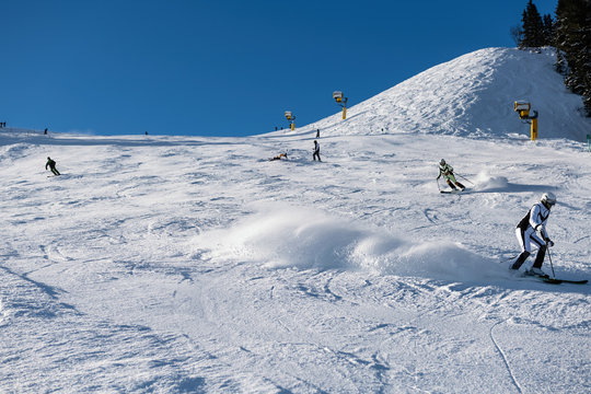Winter mountain ski resort landscape