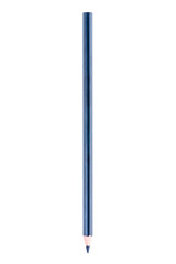 one blue sharpened pencil on a white background is isolated