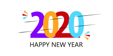 Happy New Year 2020 logo text design. isolated. Brochure design template, card, banner. Vector illustration.