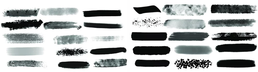 Fotobehang Black watercolor brush set for your design, vector. © BoszyArtis