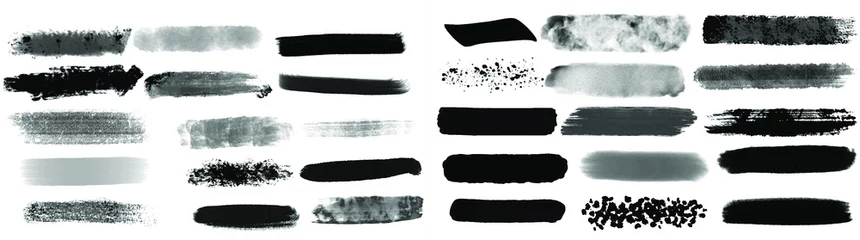 Fotobehang Zwarte aquarel penseel set voor uw ontwerp, vector. © BoszyArtis