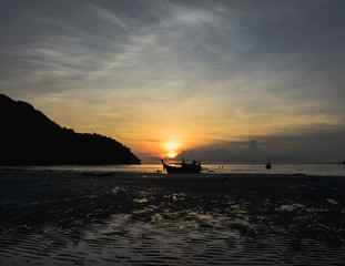 The sun is setting in the Phi Phi islands, Thailand
