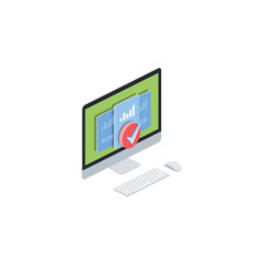 Computer screen, selection, settings, check mark. Vector 3d isometric, color web icon, new flat style. Creative illustration design, idea for infographics.
