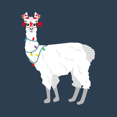 Llama in Christmas costume illustration