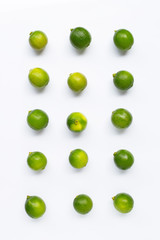 Fresh limes  isolated on white background.