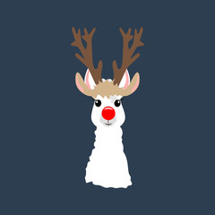 Fototapeta premium Llama in Christmas hat illustration