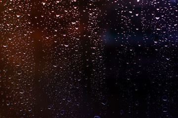 raindrops on the window glass close-up