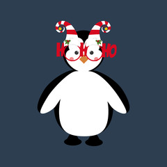 Penguin in christmas costume illustration
