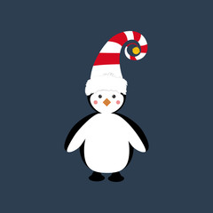Penguin in christmas costume illustration