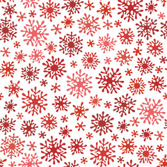 Hand drawn red doodle seamless pattern.