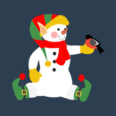 Snowman in christmas costume illustration