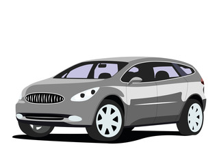 SUV grey realistic vector illustration isolated