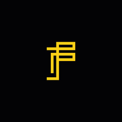 Obraz premium f letter logo design, line icon simple initial f.