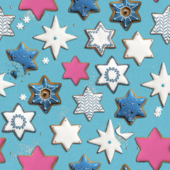 Seamless festive cookie star pattern