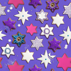 Seamless festive cookie star pattern