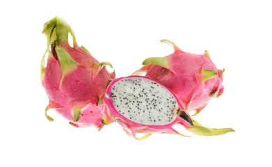 dragon fruits on white background