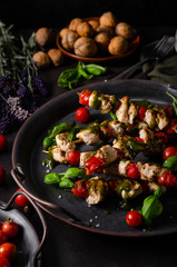 Shish kebab with pesto