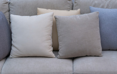 Modern brown fabric pillow on brown fabric cushion sofa interior decoration
