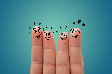Waggish happy fingers with team building concept